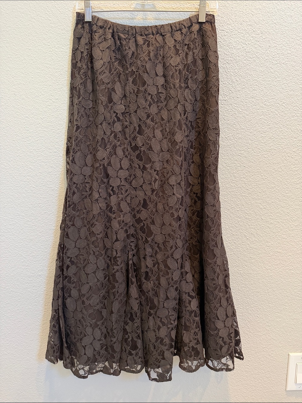 Chico's Brown Floral Lace Maxi Skirt Chicos Size 1